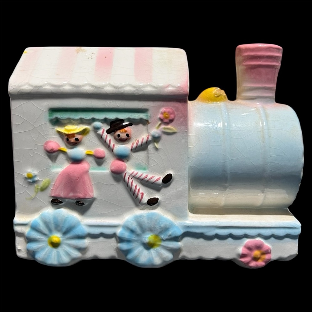 Vintage Ucagco Japan Child’s Train Bank Collectible.